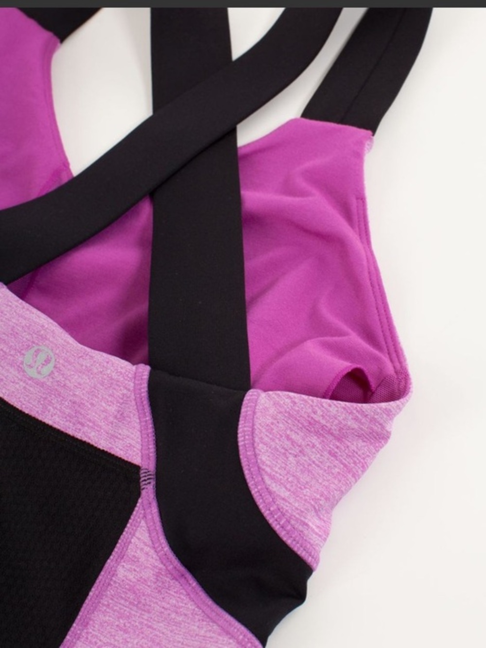 Lululemon Push Your Limits Tank Top Purple Heathered With Black Straps Size 4 - Picture 4 of 16